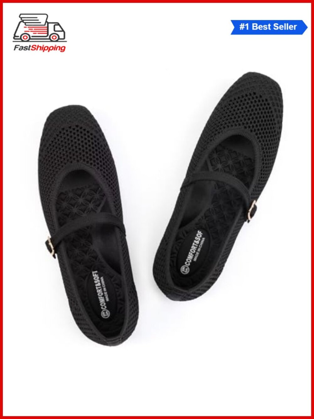 Women's Knitted Mesh Square Toe Slip-On Flats Comfortable Washable